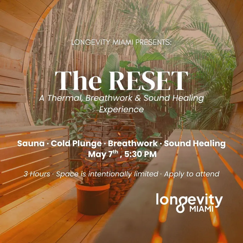 The RESET - Sauna · Cold Plunge · Breathwork · Sound Healing